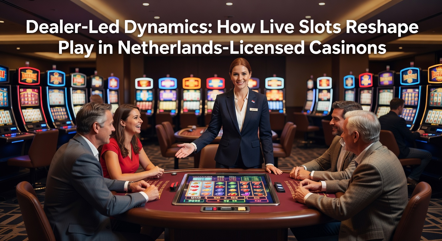 Live dealer bij een dynamische slotgame in een Nederlands gelicentieerd casino, met spelers die interactief meedoen via schermen
