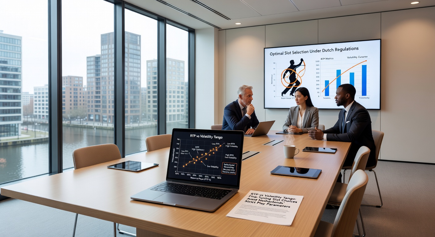 Slotspel interface met RTP- en volatiliteitsindicatoren, naast KSA-logo en grafieken van winstkansen